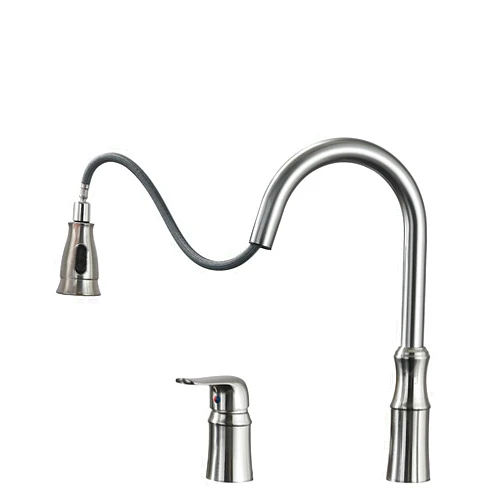 NeierThodore 2 Hole Kitchen Faucet with Pull Down Sprayer,Stainless Steel High Arc Kitchen Sink Faucet with Side Separate Handle 2 Mode,Brushed Nickel 2 Holes Kitchen Faucets
