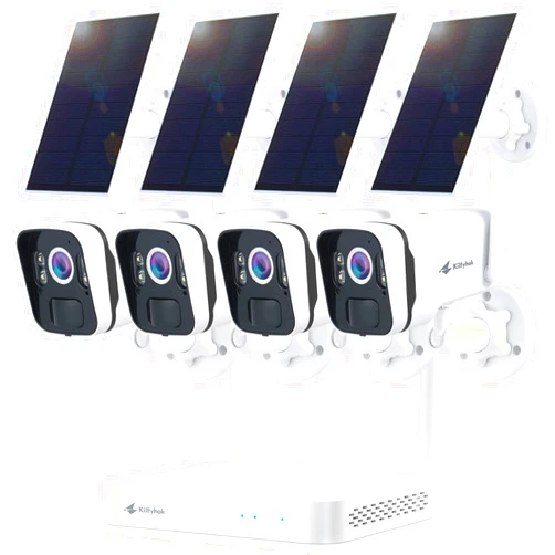 Kittyhok Solar Home Security Camera System, 4pcs 2k Ultra Solar Security Cameras Wireless Outdoor, Smart Human Detection, Spotlight, Forever Power, 10CH NVR, 60 Days Local Storage, 0 Monthly Fee