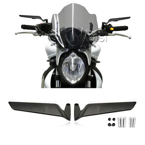 YADISI For Suzuki SFV650 GLADIUS SV650 GSX1400 750 Motorcycle Accessories Side-Mirror Wind Wing Side Rearview Reversing Mirror, ‎Black