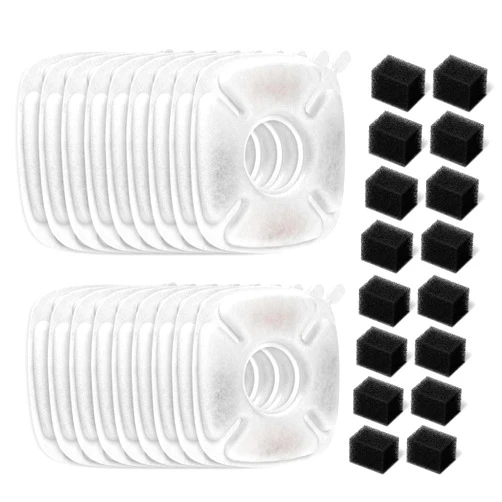 Redoso 16 Pack Replacement Filters & 16 Pack Replacement Pre-Filter Sponges for Veken 95oz/2.8L Bellflower Pet Fountain Cat Water Fountain Dog Water Dispenser