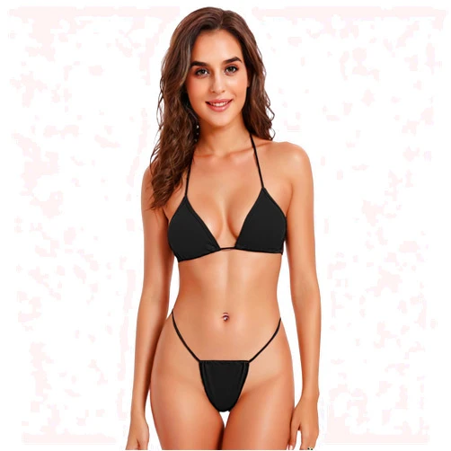 HiSexy Women Micro String Bikini Sets Halter Swimwear Bra Tops Beachwear Extreme Sexy Thong Lingerie Swimsuit