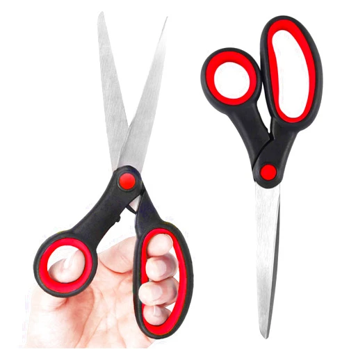 SCAIKTIG Left Handed Scissors for Kids Student, 8 Inch Lefty Scissors Bluk for Adults, All Purpose Sharp Blades Shears Set of 2 Pack, Great for Craft, Office, Sewing Fabric, Arts, School and Home, Black/Red