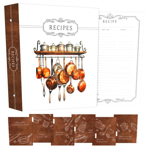 Modern Mall Collection 8.5x11 3 Ring Binder, Recipe Book to Write in Your own Recipes, Family Recipe Binder | Recipe Binder with Plastic Sleeves, Full Recipe Page for Cooking Gifts
