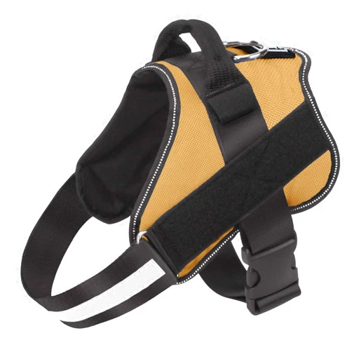 Bolux Dog Harness, No-Pull Reflective Dog Vest, Breathable Adjustable Pet Harness with Handle for Outdoor Walking - No More Pulling, Tugging or Choking (Army Yellow, L)