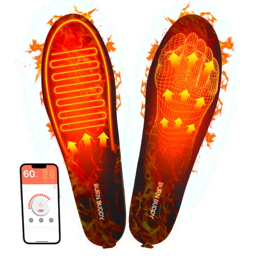 Bubbacare Heated Insoles, APP Control Heated Insoles for Women Men, 5000mAh Rechargeable Foot Toe Warmer Insoles, Electric Heated Shoes Insoles for Hiking Camping Skiing Hunting Outdoor Work, Thermal Insoles