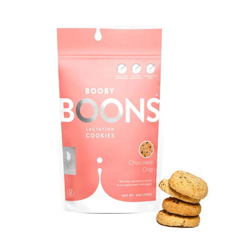 Booby Boons Chocolate Chip Lactation Cookies, Breastfeeding Support Supplement, 6 Ounce Bag, Fenugreek Free, Gluten Free, Soy Free, Non GMO. Award Winning. The milk’s on the way with Booby Boons Lactation Cookies.