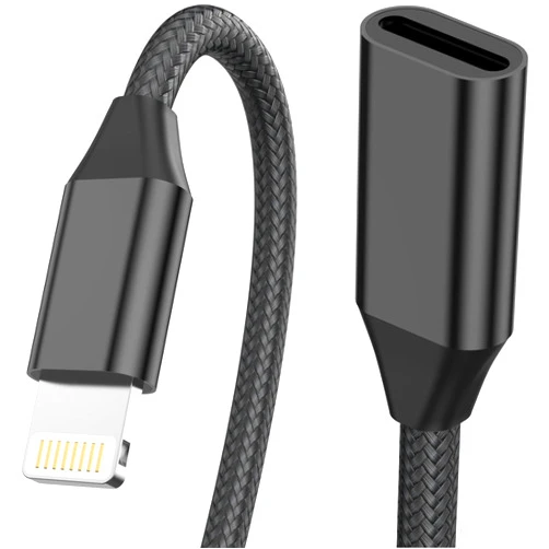 DESOFICON for iPhone Charger Extension Cord,[Apple MFi Certified] Nylon Braided Lightning Extender Dock Cable Male to Female Adapter 3.3FT for iPhone 14 Pro 13 Pro 12 11 X XR 8 7 6 Pass Video,Data,Audio