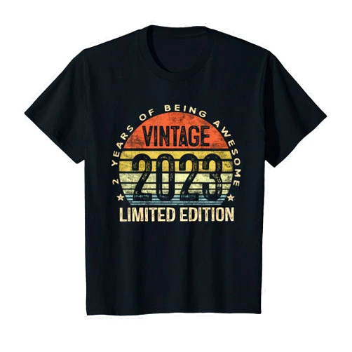 Vintage 2023 2nd Birthday Gifts for Boys Girls Kids Vintage 2023 Limited Edition 2-Year-Old Gifts 2nd Birthday T-Shirt