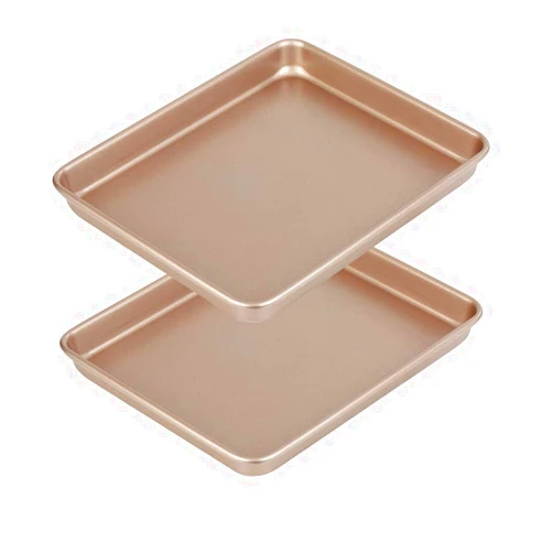 Walooza 11 Inch Baking Sheets Pan Nonstick Set of 2, Walooza Cookie Sheet Replacement Toaster Oven Tray，Deep Size 1 inch Bakeware, Non Toxic & Heavy Duty & Easy Clean