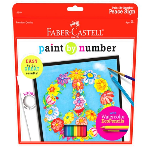 Faber-Castell Paint By Number Peace Kit - Watercolor Paint by Number for Kids