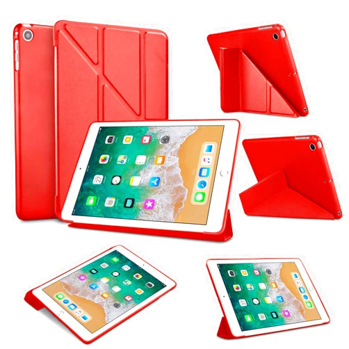 Tinysaturn iPad Mini 3/2 / 1 Case, Ultra Slim Lightweight Smart Cover Multi-fold Auto Wake/Sleep with with Soft Silicone Back Case for iPad Mini 1 / Mini 2 / Mini 3 - Red