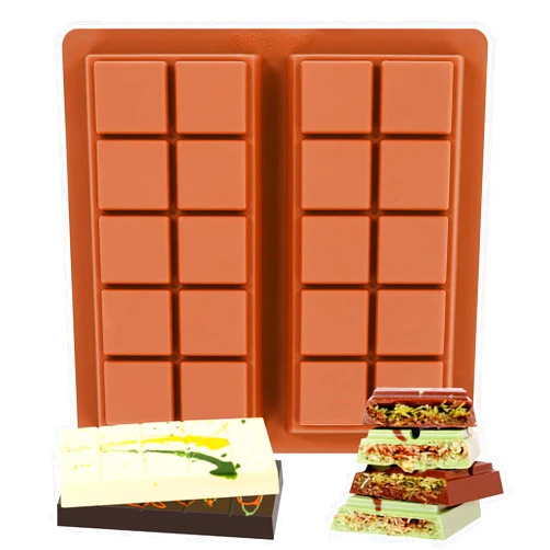 Fimary Dubai Chocolate Molds 1 Inch Deep, Silicone Chocolate Bar Mold – Non-Stick, Flexible, Large and Thick Homemade Chocolates, Candies, and Desserts - Set of 1