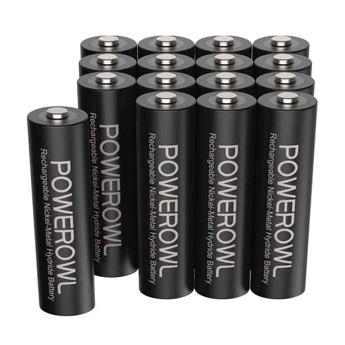 POWEROWL AA Rechargeable Batteries, 2800mAh High Capacity Batteries 1.2V NiMH Low Self Discharge, Pack of 16