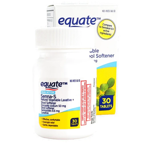 Healthy Surplus Equate Senna-S Natural Vegetable Laxative and Stool Softener - Docusate Sodium 50 mg Sennosides 8.6 mg - 30 Tablets