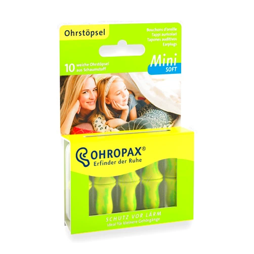 OHROPAX Mini Soft Earplugs, Anatomically Shaped in-Ear Plugs, for The Small Ear Canal and for Children, Made of Foam, for Relaxing, Sleeping and Listening to Music, Pack of 10 (17296)