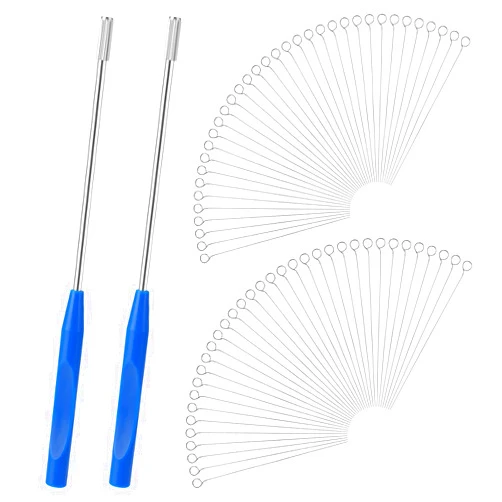 Salbsever 2 Pieces Inoculation Loop Mycology Reusable Supplies Inoculation Loop Kit with 70 Replaceable Chromium Alloy Needle Tip Inoculation Loops for Kit Laboratory Research Tools