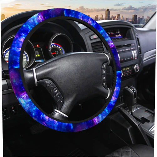 SISROW Galaxy Steering Wheel Covers Purple Blue Cosmos Space Sky Nebula Steering Wheel Covers Men Women Steering Wheel Cover Universal Steering Wheel Covers Car Accessories