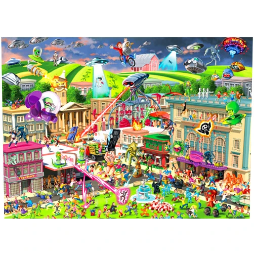 Toynk Alien Attack Sci-Fi Classics 1000-Piece Jigsaw Puzzle for Adults | Interactive Brain Teaser, Educational Toys & Games, Home Activities Building Kit for Creative Play | Nostalgic Gifts and Collectibles
