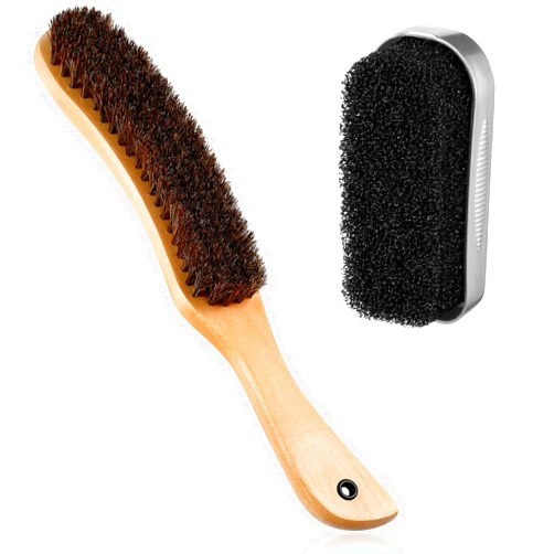 Patelai 2 Pcs Felt Brushes Felt Hat Cleaner Cowboy Hat Brush Cleaning Kit Hat Brush and Cleaning Sponge Set Horse Hair Wood Hat Brush Hat Clean Sponge Polish Felt Brushes(Wooden Color)