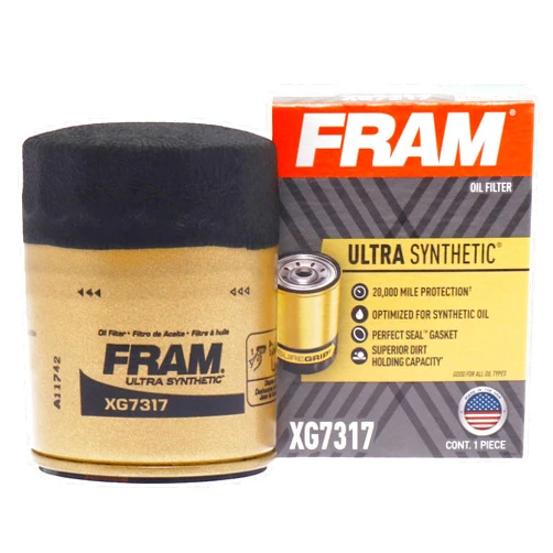 FRAM Ultra Synthetic Automotive Replacement Oil Filter, Designed for Synthetic Oil Changes Lasting up to 20k Miles, XG7317 with SureGrip (Pack of 1)