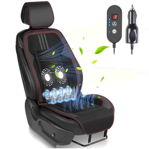 Paffenery 1Pcs Cooling Car Seat Cover Front Seat, 12V-24V Ventilated Cooling Car Seat Cushion, Cooled Seat Cover for Car SUV Truck Universal Fit, Sports Black
