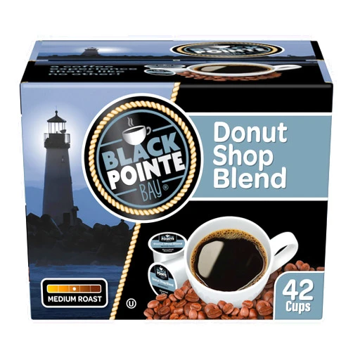 Black Pointe Bay Coffee, Donut Shop Blend, Medium Roast, 42 Count Single Serve Coffee Pods for Keurig K-Cup Brewers