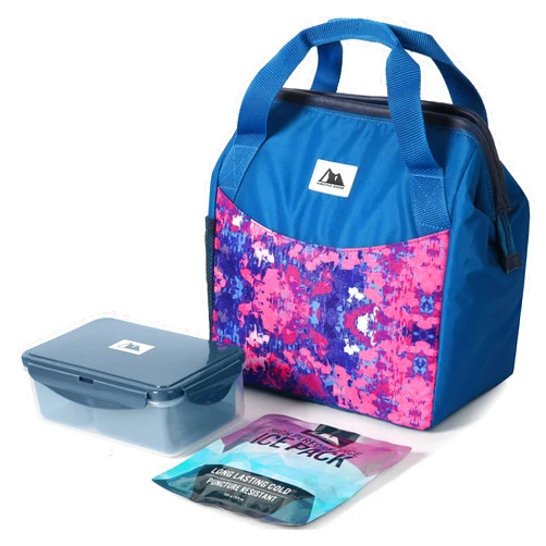 Arctic Zone High Performance Meal Prep Lunch Bag M.D with 6 Piece Printed Leak Proof Bento and 250g High Performance Ice Pack - Nocturnal Orchid