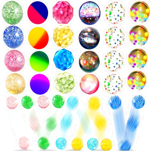 T-Antrix 24 Pcs Bouncy Balls for Kids, 6 Styles 32mm Assorted Rubber Bounce Balls for Birthday Party Favors, Goodie Bag Fillers, Basket Stuffers, Easter Gift Bag Stuffers, Classroom Prizes