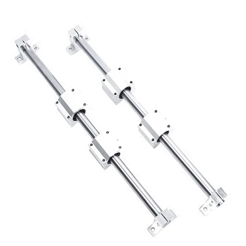 SBRRAIL Linear Rail OD 8mm 400mm 2PCS Optical Axis Linear Rail Shaft Rod with 4PCS Linear Rail Shaft Guide Support 4PCS SC8UU Linear Motion Ball Bearing Slide Bushing