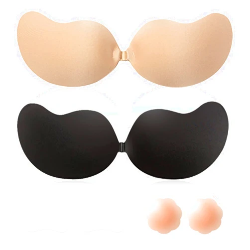NSOLEX Sticky Bra Backless Adhesive Strapless Invisible Push Up Stick on Bras for Women Dresses 2 Pair Reusable Nipple Cover