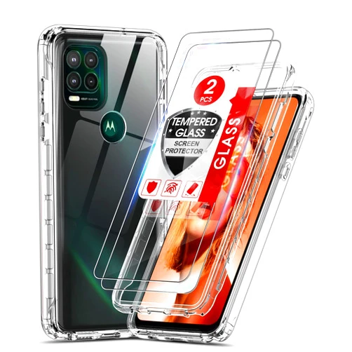 LeYi for Moto G Stylus 5G 2021 Case, Moto G Stylus 5G Phone Case with 2 Tempered Glass Screen Protector, Full-Body Shockproof Bumper Rugged Hybrid Clear Phone Case for Motorola G Stylus 5G, Clear