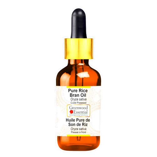 Greenwood Essential Pure Rice Bran Oil (Oryza sativa) with Glass Dropper Cold Pressed 5ml (0.16 oz)