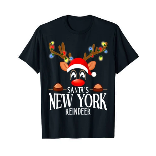 99 Gifts X-Mas Reindeer Family Christmas Pajamas Santa's New York Reindeer Funny Xmas Matching PJS T-Shirt