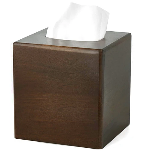 Mkono Tissue Box Cover Square Open-Bottom Wood Tissue Box Holder Decorative Facial Cube Organizer Modern Farmhouse Decor for Bathroom Bedroom Dresser Living Room Office Dorm, Dark Brown