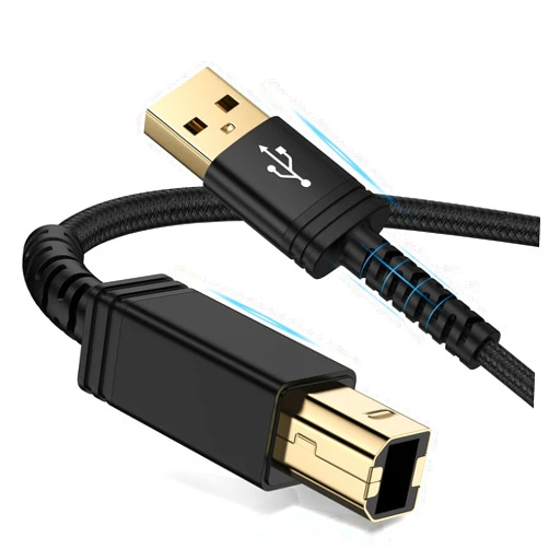UorMe USB Printer Cable,USB A to B Scanner Cables Printer Cord High Speed USB 2.0 Type B Nylon Braided Long Midi Cable 6FT for HP Canon Samsung Dell Epson Xerox Digital Piano MIDI Controller Laptop Computer