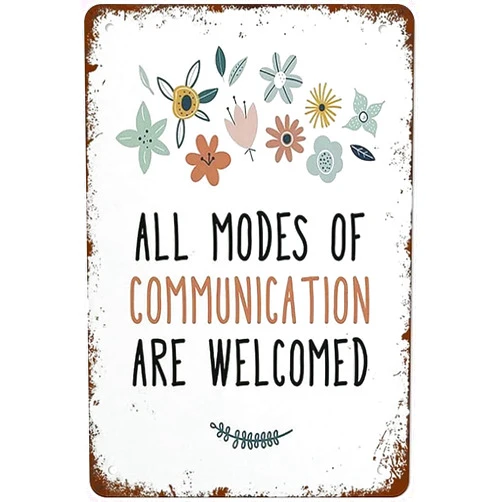 Hushuoni All Modes of Communication are Welcomed, Speech Therapy Wall Decor, Speech Room, Speech Therapy Poster, Wall Art, Speech Articulations Tin Sign Vintage Wall Decor for Cafe Bar Home 12 x 8 Inch