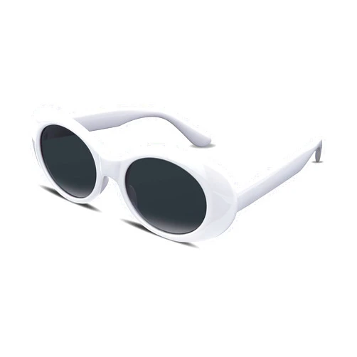 FEISEDY Sunglasses White Oval Clout Goggles for Women Men Retro Round Trendy Rimmed Clueless Costume Frame B2253