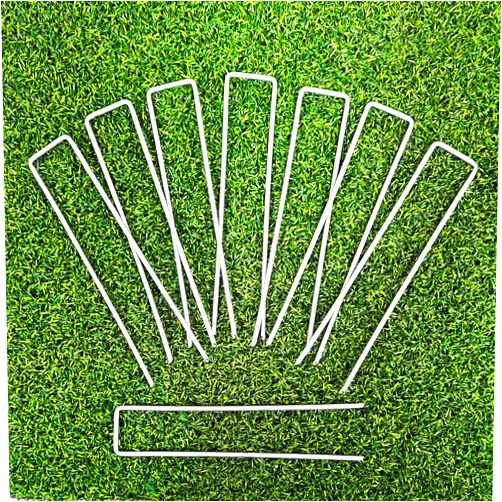 One Stop Outdoor 100-Pack Galvanized 6 Inch Garden Stakes, Landscape Staples, U-Type Turf Stake for Artificial Grass, Rust Proof Sod Pin for Securing Fences Weed Barrier Fabric Outdoor Wires Tents & Tarps