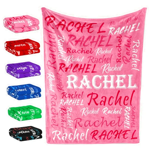 Stupaus Personalized Name Throw Blanket, Custom Pink Theme Light Soft Flannel Fleece Throw Blanket with Name for Men Women Boys Girls Kids, Customized Name Gifts for Birthday Christmas Valentines Day