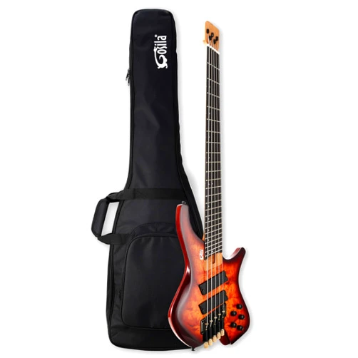 Gosila 5 String Headless Electric Bass Guitar poplar body Carbon Fibre Maple neck fanned fret
