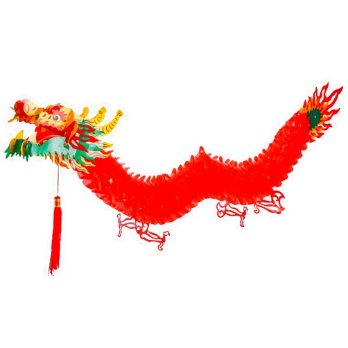 ZENFUN 2025 Chinese New Year Decorations, 39'' Chinese New Year Dragon Garland, Plastic Spring Festival Red Dragon Lantern Hanging Decoration New Year Party Ornaments