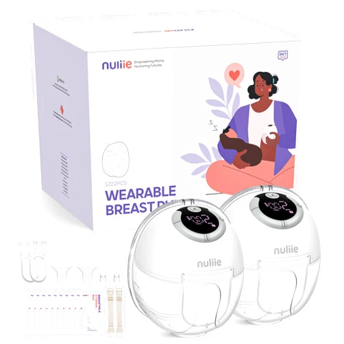 Nuliie Hands-Free Breast Pump, Wearable Breastfeeding Pump 4 Modes 9 Levels with 18/21/24MM Flange, Electric Breast Pump Portable, Replaced Pumping Accessories Included (2 Packs, WhiteSmoke)