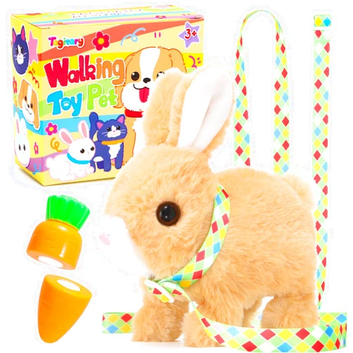 Tagitary Plush Toys Bunny Electronic Toy with Sounds,Wiggling Ears,Hopping,Twitching Mouth and Nose, Interactive Rabbit Toy for Kids with Leash,Easter Birthday Gift for Toddlers Kids