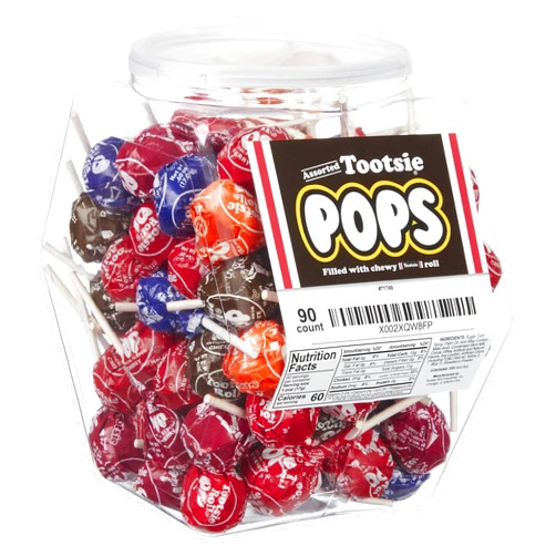Tootsie Roll Pops Variety Pack Bulk Candy | 90 Individually Wrapped Lollipops filled with Rolls Assorted Suckers Candies in Reusable Plastic Tub, Count (Pack of 1), (-092021-v5)