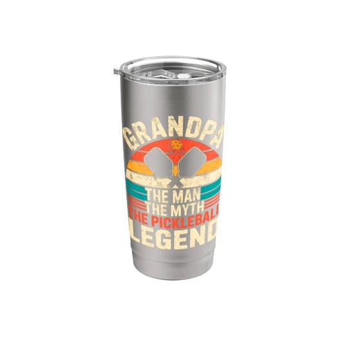 Dink Squad Funny Pickleball Court Humor Tee Vintage Grandpa The Man The Myth The Pickleball Legend Joke Stainless Steel Insulated Tumbler