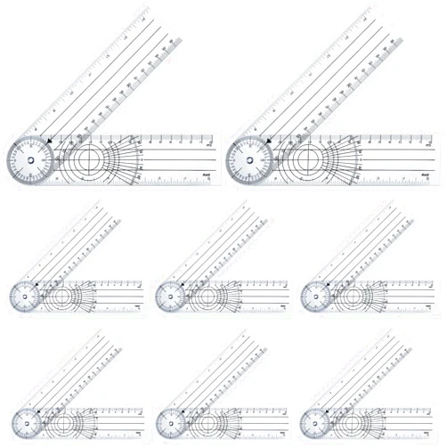 Weewooday 8 Pcs Plastic Goniometer Quick Protractor Clear Angle Finder Ruler with 7 Inch Arm Angle Measurement Tool for School Office Measuring Drawing Woodworking Designers Architects Students Work