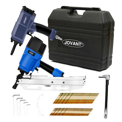 Jovant Pneumatic Framing Nailer and Punch Nailer，Pneumatic Power Tool Combo Kit with 400 Paper Collated Nails,2-in-1 Pro Preferred Brand of Pneumatic Nailer gun and Nail Puller Ideal for Framing