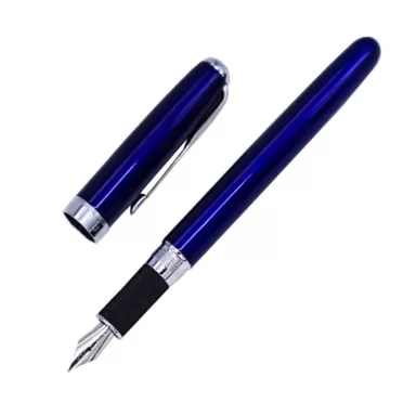 Lanxivi Jinhao 601 Fountain Pen with Pen Sleeve, Blue Lacquer with SilverTrim, Fine Nib,Arrow Clip 601 Blue