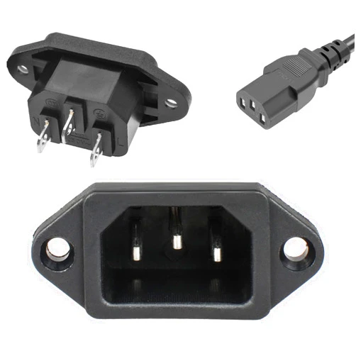 QTEATAK 3 Pack Screw Mount 3 Pins Inlet Power Plug Socket IEC320 C14 AC 250V 10A by QTEATAK