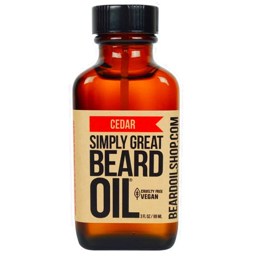 Simply Great Beard Oil CEDAR Scented - Holiday Gifts - Stocking Stuffers - Beard Conditioner - 3 Oz - Easy Applicator - Natural - Vegan and Cruelty Free Care for Beards - Gifts for Men